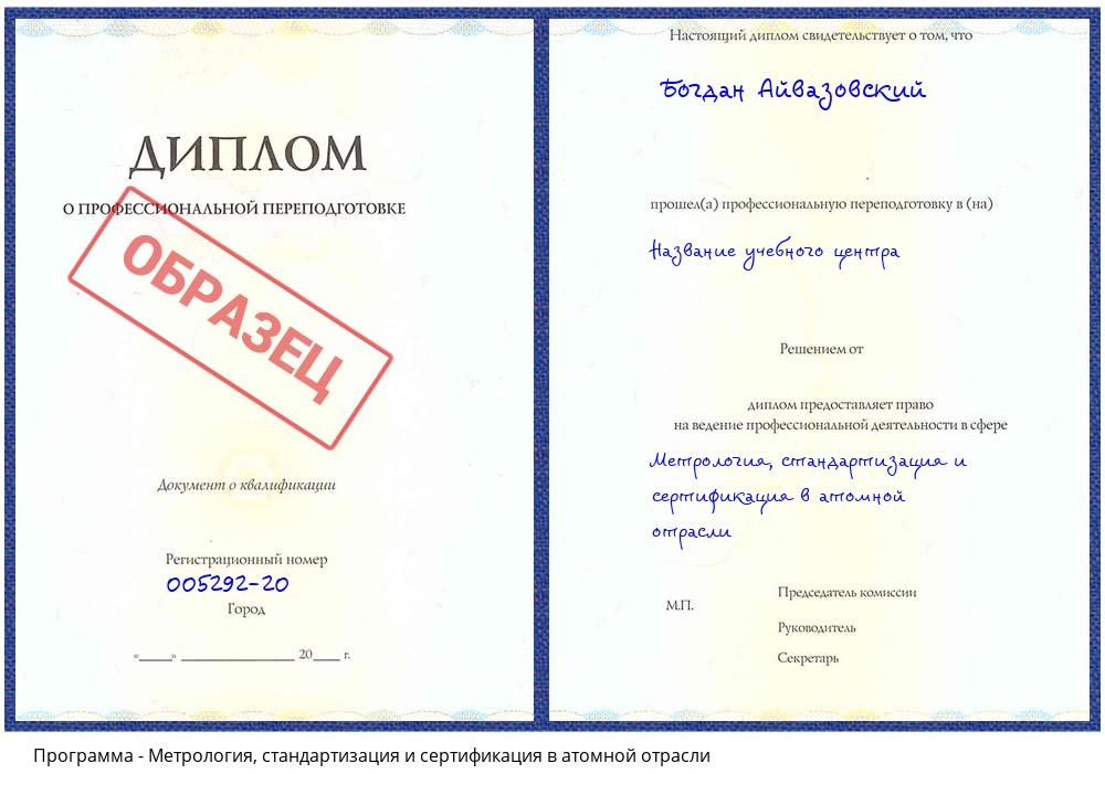 Метрология, стандартизация и сертификация в атомной отрасли Тольятти