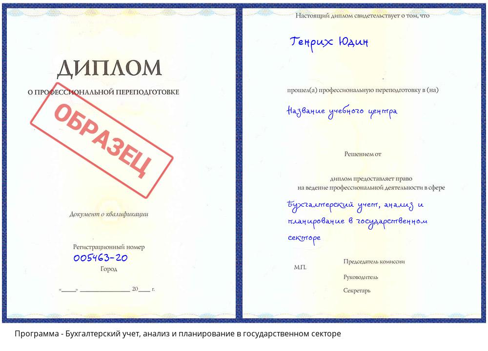 Бухгалтерский учет, анализ и планирование в государственном секторе Тольятти