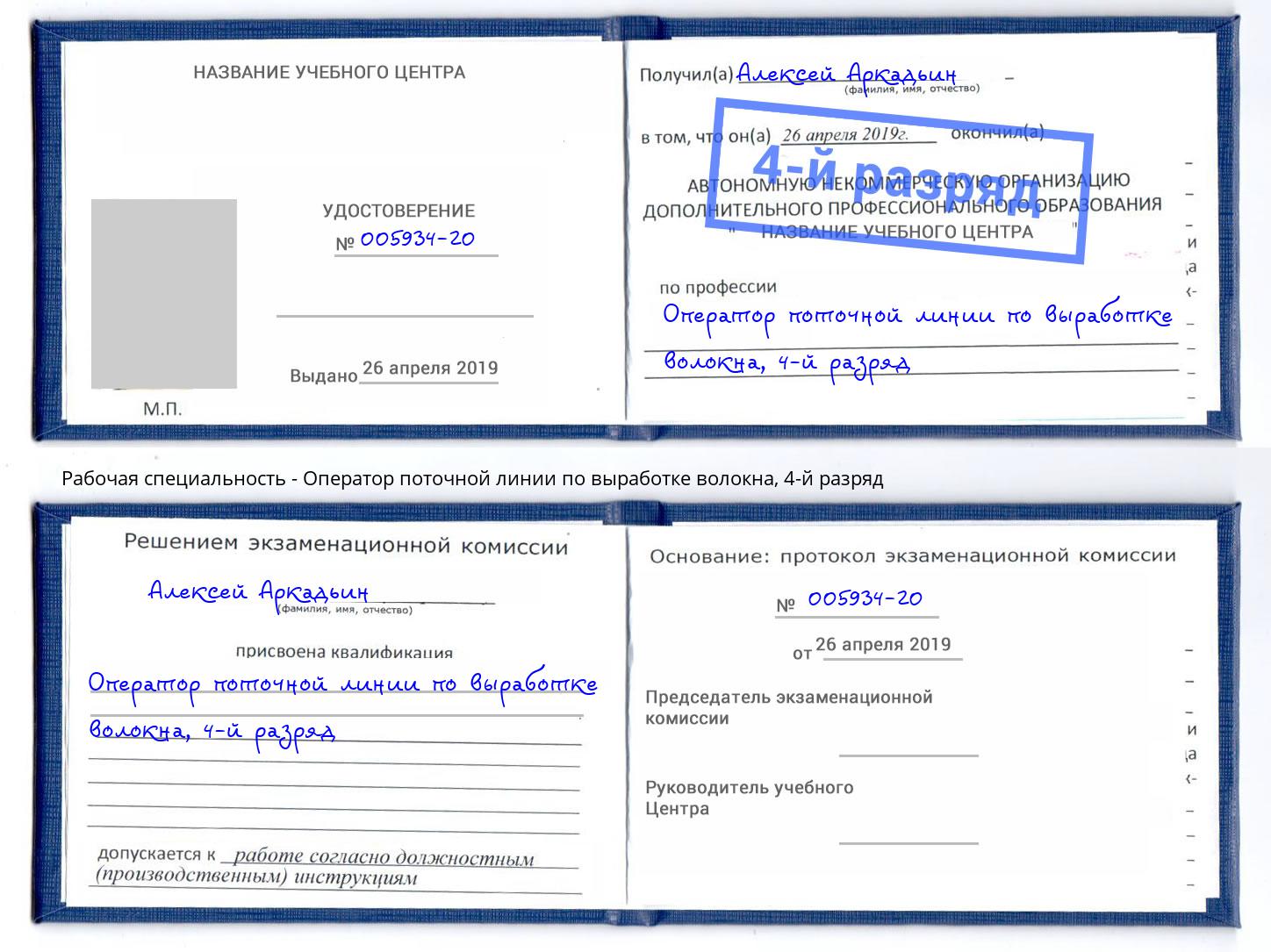 корочка 4-й разряд Оператор поточной линии по выработке волокна Тольятти